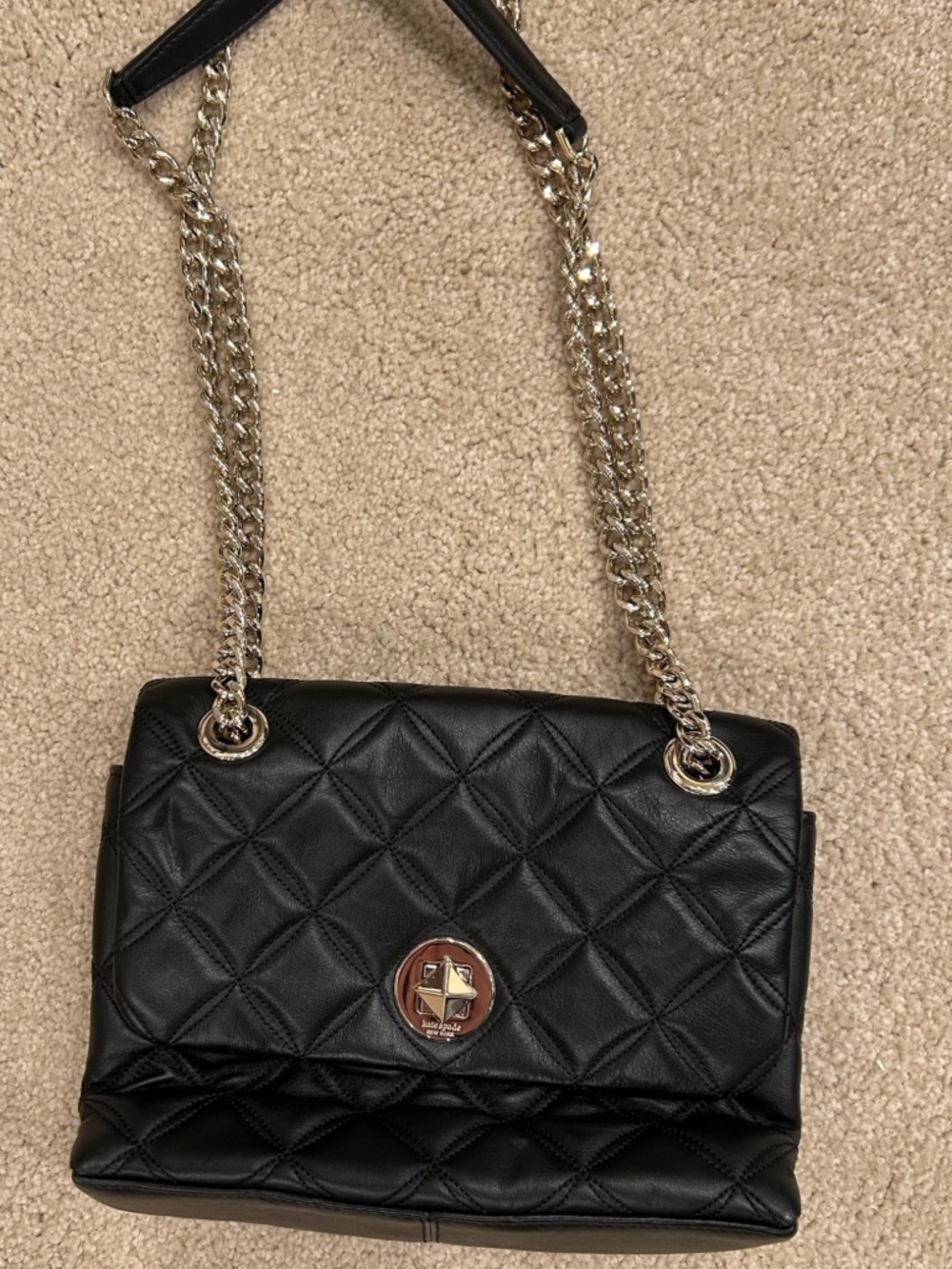 Kate Spade | Black Quilted Leather Chain Shoulder Bag | Crossbody option